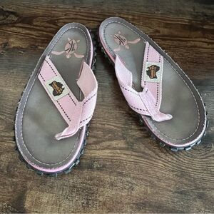 Gumbies Islander Pink Flip Flops Canvas Thong Toe Minimalistic Sandals women 5/6